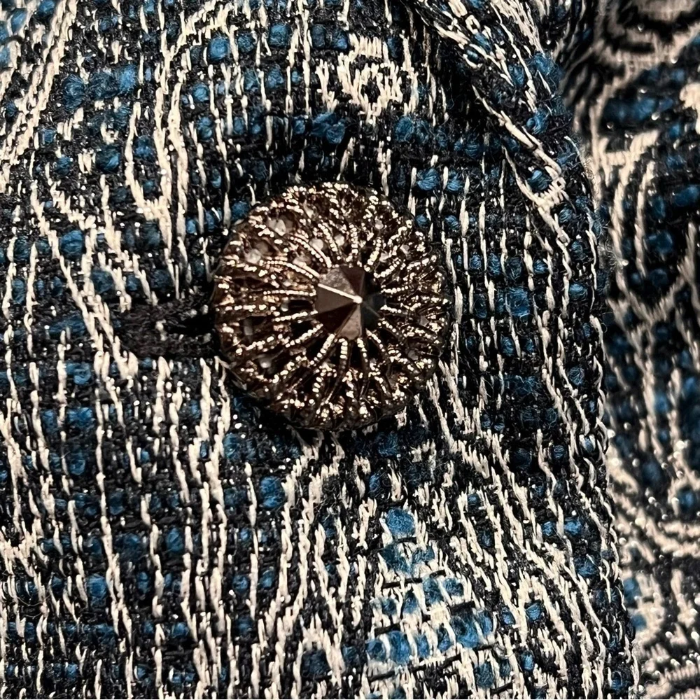 Vtg Oscar an Oscar de la Renta Company Fleur-de-lys Jacquard Print Jacket Sz-4